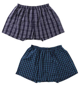 Take More 2P先染め布帛トランクス パープル系チェック×グリーン系チェック