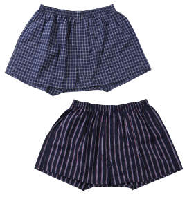 Take More 2P先染め布帛トランクス ネイビー系チェック×ネイビー系ストライプ