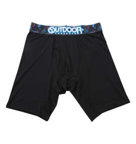 OUTDOOR PRODUCTS ポリエステルベア天転写ゴムブラックロングボクサーパンツ ブラック×フローラル