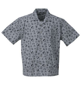OUTDOOR PRODUCTS ブロードプリント半袖オープンカラーシャツ ブルーグレー