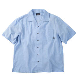 OUTDOOR PRODUCTS 綿麻半袖オープンカラーシャツ サックス