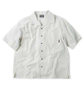 OUTDOOR PRODUCTS サッカー/ジャガード半袖オープンカラーシャツ ホワイト