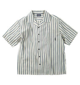 OUTDOOR PRODUCTS サッカー/ジャガード半袖オープンカラーシャツ ネイビー