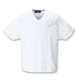 GLADIATE ALL刺繍カモフラジャガード半袖VネックTシャツ ホワイト