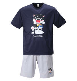 黒柴印和んこ堂 DRYメッシュ半袖Tシャツ+ハーフパンツ+収納袋 ネイビー×グレー