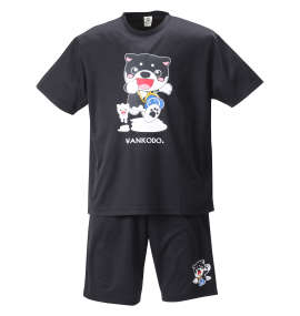黒柴印和んこ堂 DRYメッシュ半袖Tシャツ+ハーフパンツ+収納袋 ブラック×ブラック