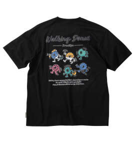 Walking Donut T/C天竺刺繍発泡プリント半袖Tシャツ ブラック