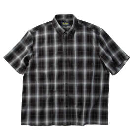 Mc.S.P 麻混ハイブリッドオンブレチェック半袖レギュラーカラーシャツ ブラック