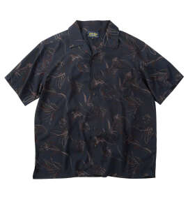 Mc.S.P 総柄プリントオープンカラー半袖シャツ ダークネイビー