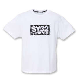SY32 by SWEET YEARS ペイズリーボックスロゴ半袖Tシャツ ホワイト