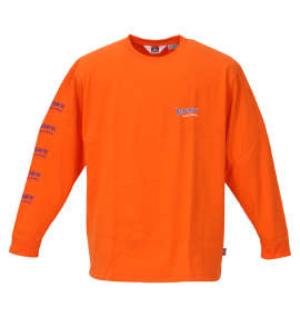 BEN DAVIS カーエンジニアプリント長袖Tシャツ オレンジ