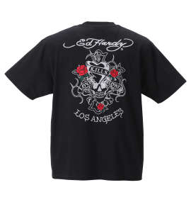 Ed Hardy 刺繍&プリント半袖Tシャツ ブラック×シルバー