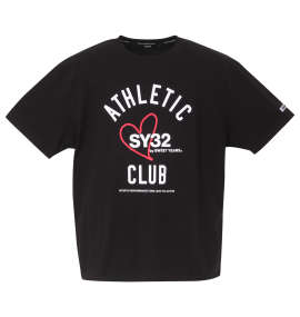 SY32 by SWEET YEARS カレッジロゴ半袖Tシャツ ブラック