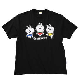 うさぎゅーん! プリント半袖Tシャツ ブラック