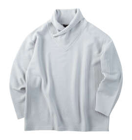 TETE HOMME バイアスパネル柄ボリュームネック長袖Tシャツ ライトグレー