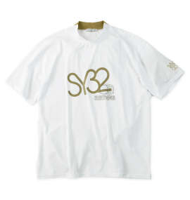 SY32 by SWEET YEARS ビッグロゴ半袖モックネックシャツ ホワイト