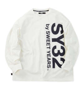 SY32 by SWEET YEARS バーティカルロゴ長袖Tシャツ ホワイト
