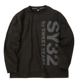 SY32 by SWEET YEARS バーティカルロゴ長袖Tシャツ ブラック