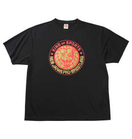 新日本プロレス ライオンマークドライ半袖Tシャツ(2025・ブラック×レッド×ゴールド) ブラック