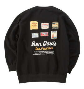 BEN DAVIS ラベルロゴクルーネックスウェット ブラック