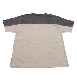EL.FO DRYクルーネック切替半袖Tシャツ チャコール×ベージュ