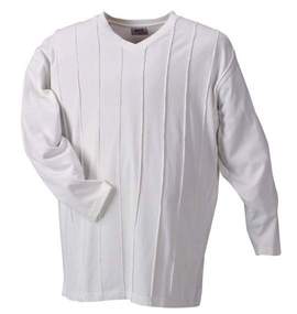 MANCHES ピンタックVネックＴシャツ ホワイト