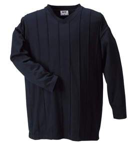 MANCHES ピンタックVネックＴシャツ ブラック