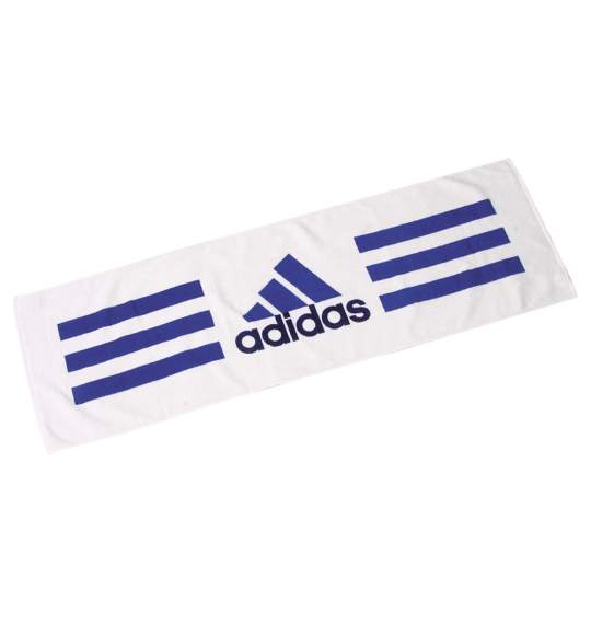 adidas スポーツタオル ホワイト×ネイビー