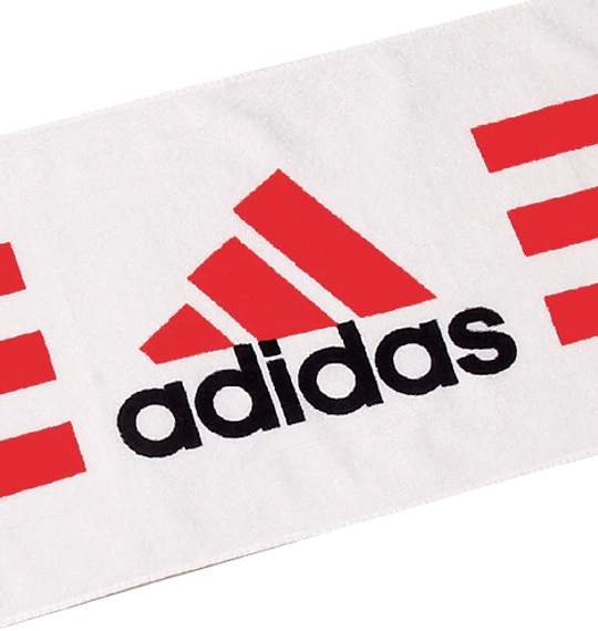 adidas スポーツタオル ホワイト×レッド