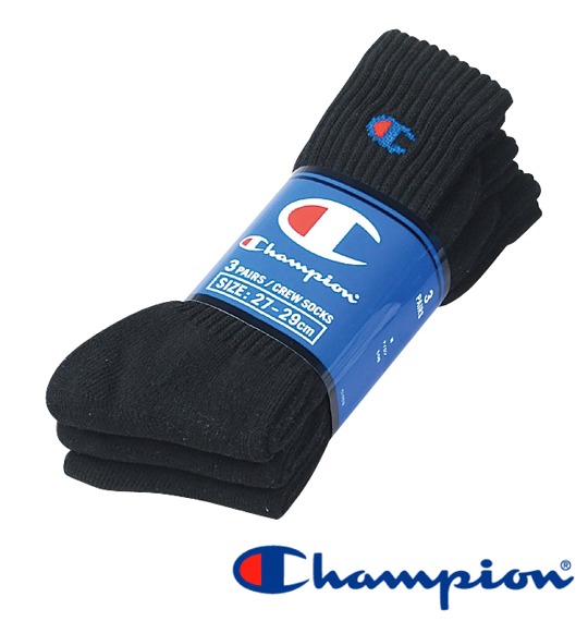CHAMPION フルパイル3Pソックス ブラック