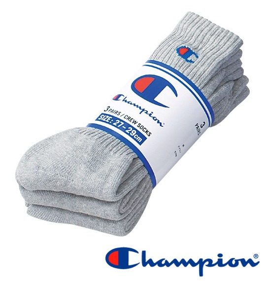 CHAMPION フルパイル3Pソックス グレー