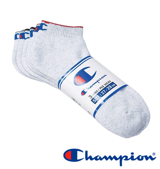 CHAMPION 3Pスニーカーソックス シルバーグレー