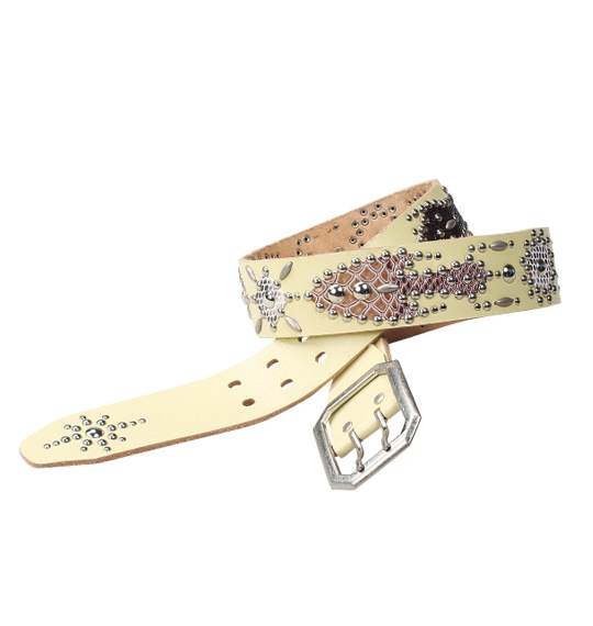  パイソン スタッズベルト クリーム