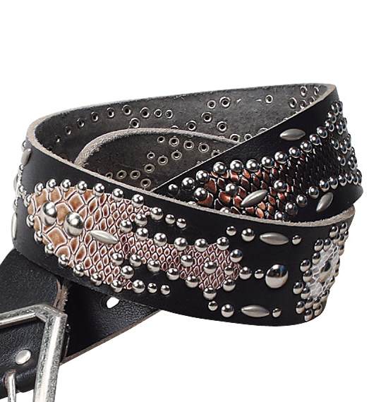  パイソン スタッズベルト ブラック