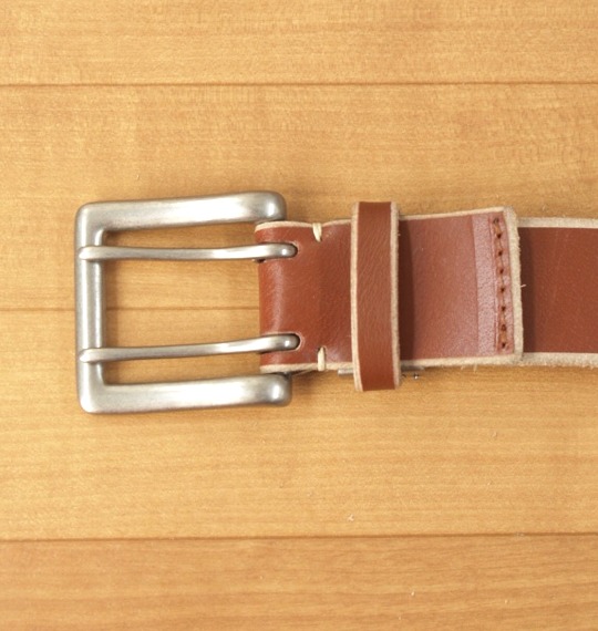  ステッチ入りWピンベルト ブラウン