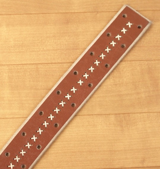  ステッチ入りWピンベルト ブラウン