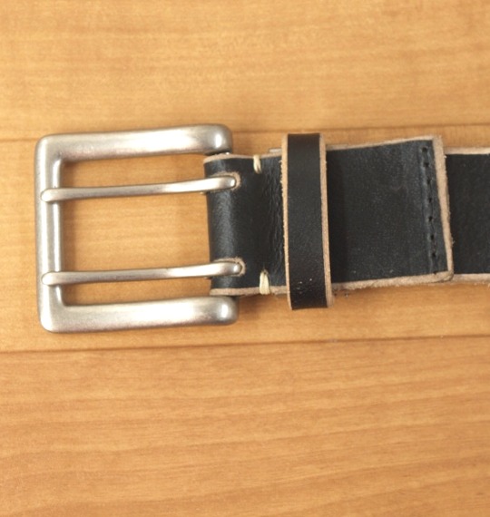  ステッチ入りWピンベルト ブラック