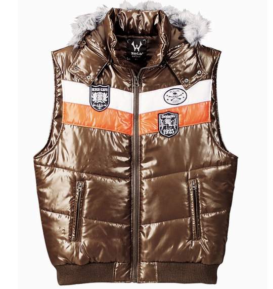 WILD LIFE シレ加工中綿ベスト ブラウン