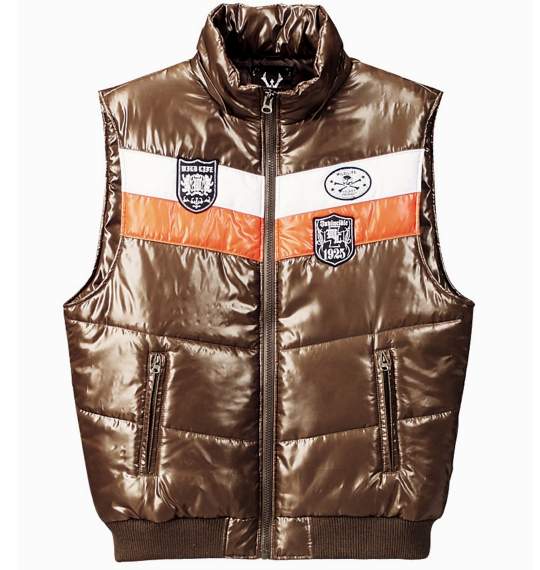 WILD LIFE シレ加工中綿ベスト ブラウン