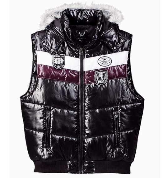 WILD LIFE シレ加工中綿ベスト ブラック