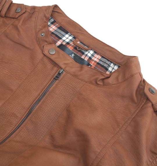 Pincponc フード付PUライダースジャケット キャメル