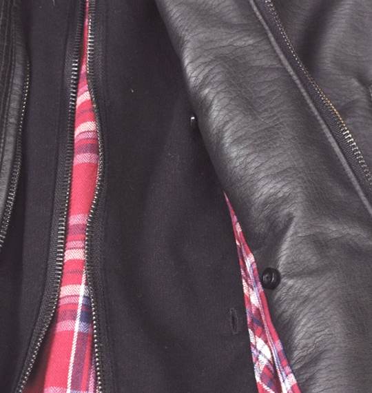 Pincponc フード付PUライダースジャケット ブラック