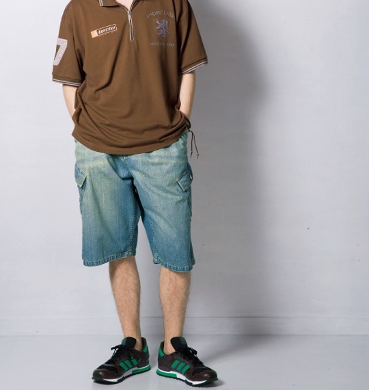 OSHKOSH デニムイージーカーゴハーフパンツ ブルー