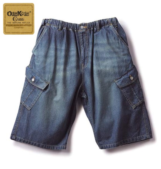OSHKOSH デニムイージーカーゴハーフパンツ ネイビー
