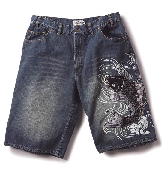 絡繰魂 デニムハーフパンツ ネイビー