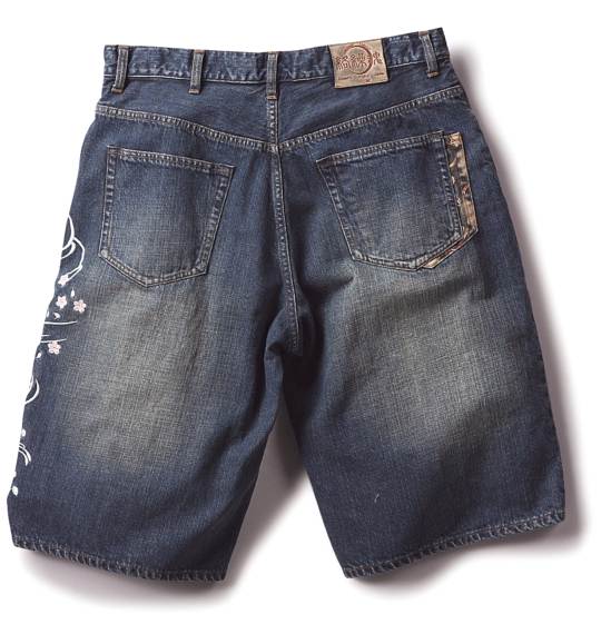 絡繰魂 デニムハーフパンツ ネイビー