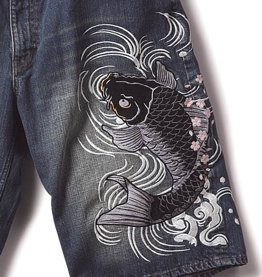 絡繰魂 デニムハーフパンツ ネイビー