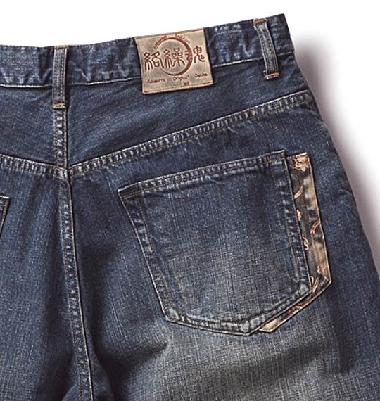 絡繰魂 デニムハーフパンツ ネイビー