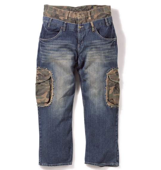 OSHKOSH スタッズカーゴパンツ ネイビー×迷彩柄