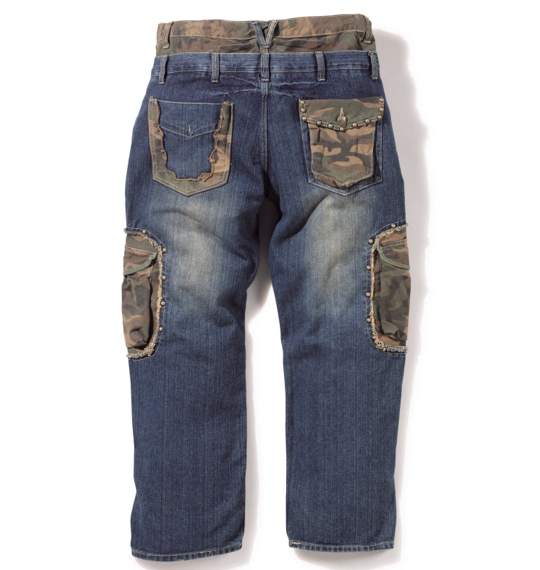 OSHKOSH スタッズカーゴパンツ ネイビー×迷彩柄